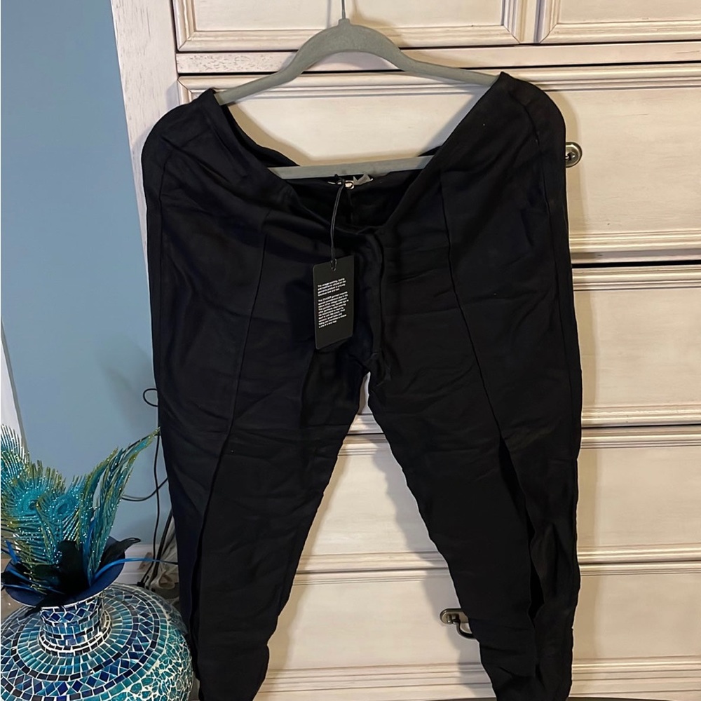 Women’s black sexy slit lounge chaser lounge pants medium nwt